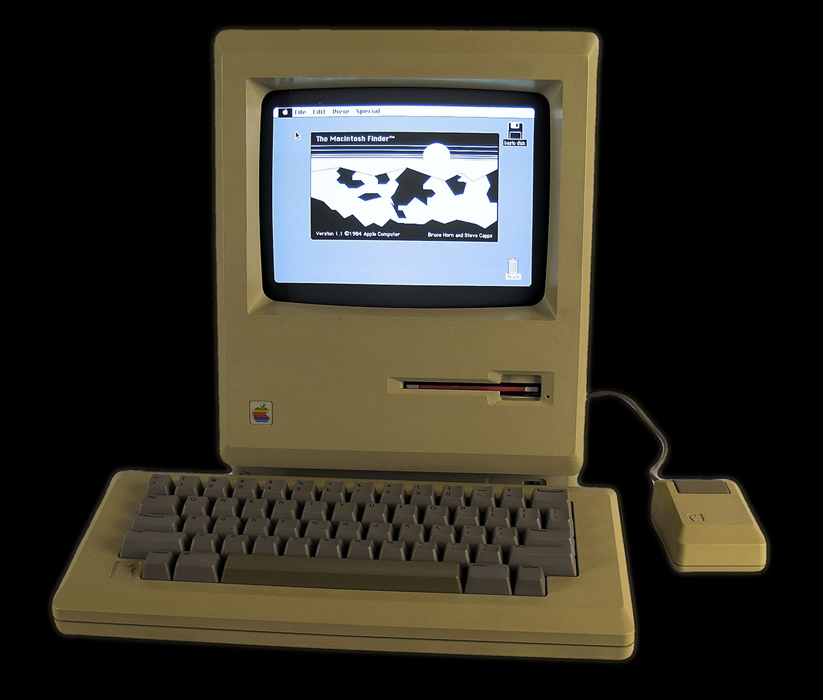 Original Apple Macintosh running Finder