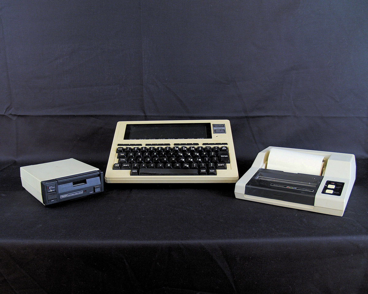 TRS-80 Model 100 with floppy drive and thermal printer
